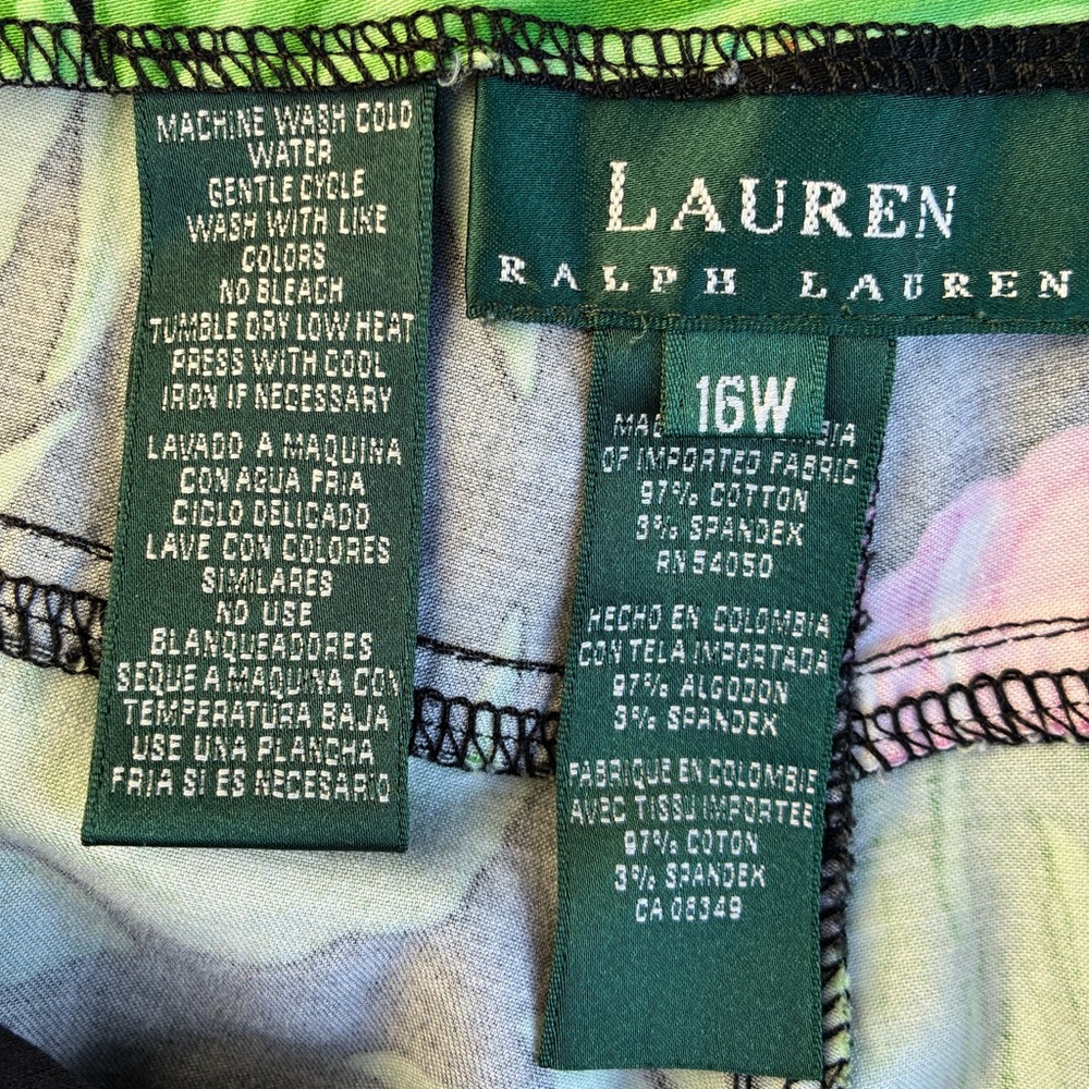 Lauren Ralph Lauren Tropical Print Plus Size Pants Size 16W - Picture 8 of 10